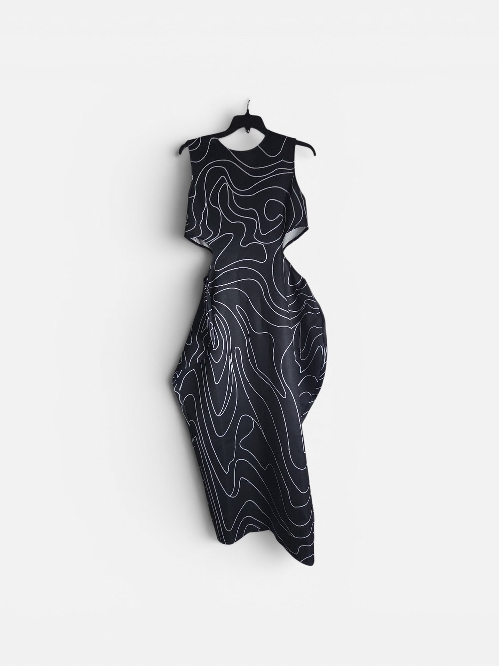 AKIRA Black Dress with White Topographic Lines